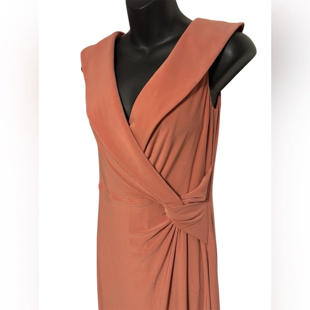 NWT Lauren Ralph Lauren salmon evening gown with wrap detailing size 8 - Picture 8 of 13